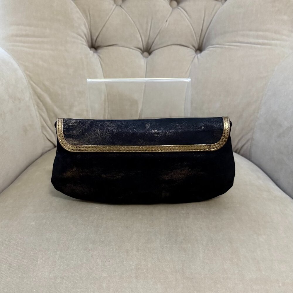 Auth PATRIZIA PEPE Italy Distressed Leather Flora Baguette Clutch Bag - Picture 7 of 8